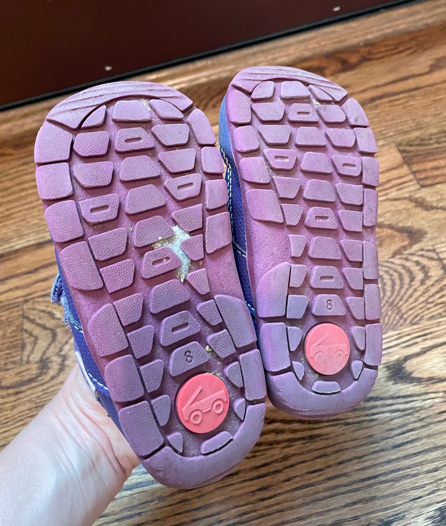 #121 Girls 8C See Kai Run waterproof boots blue purple pink, VGUC