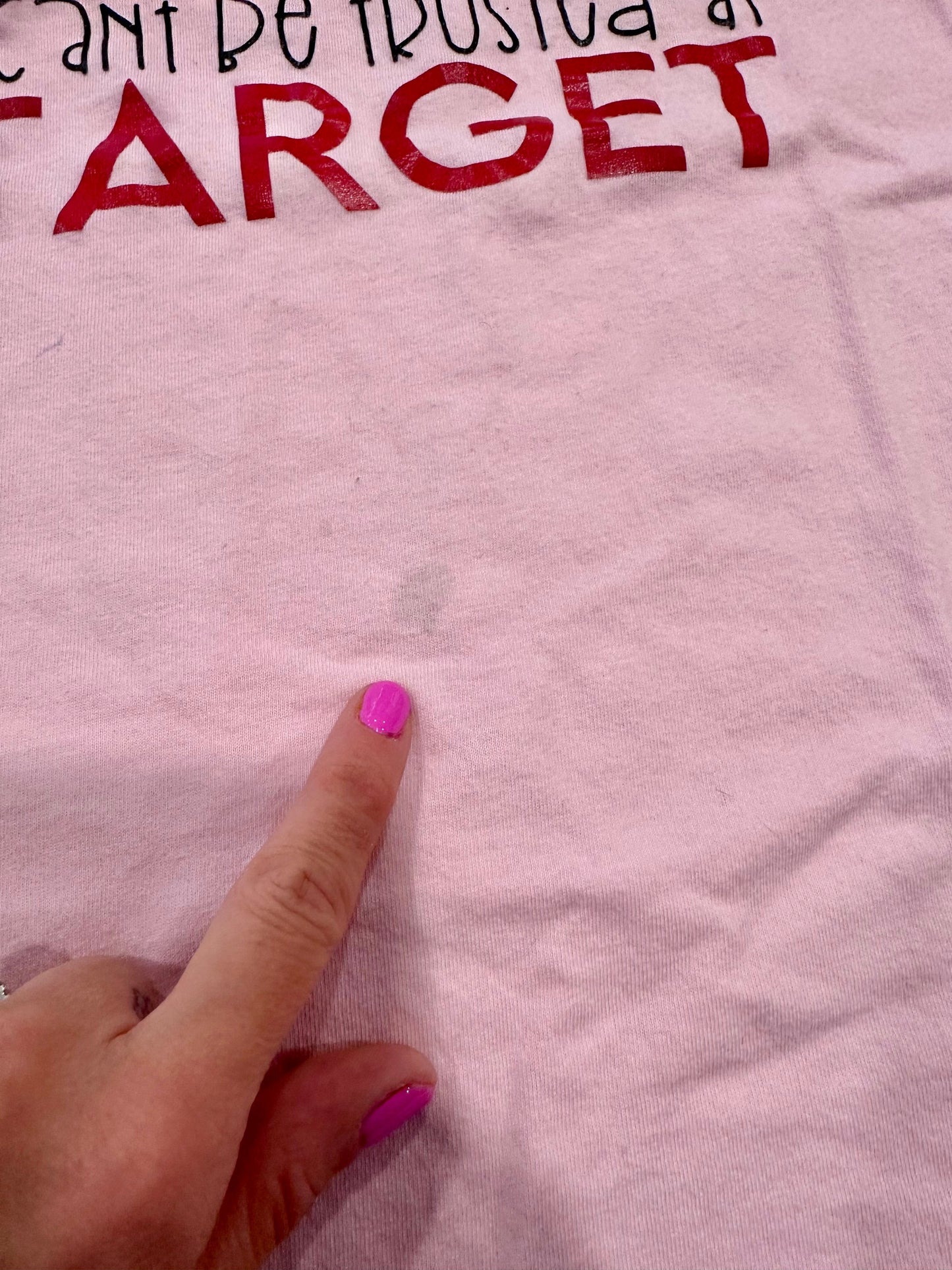 #108- Girls, Boutique, “I Can’t be Trusted at Target” shirt- Size 5