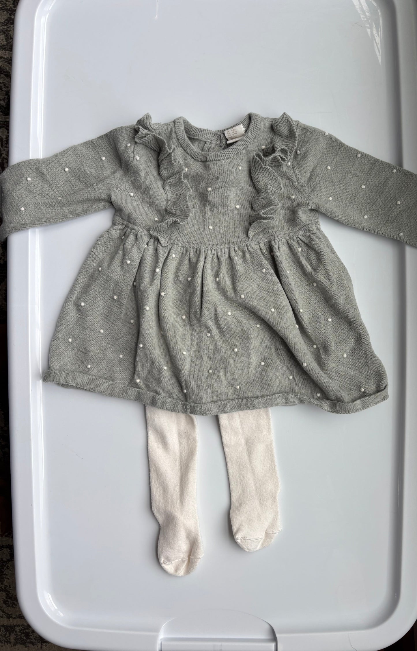 #122 H&M 9 month dress with white tights