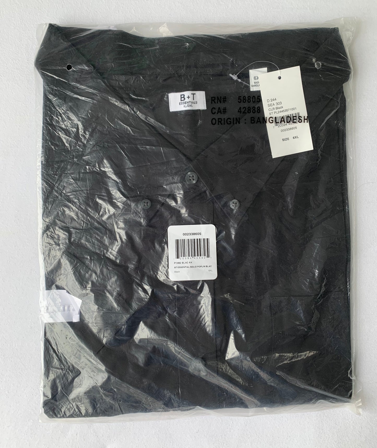 Seller #204 NEW Men’s 4-5XL Black DXL Dress Shirt