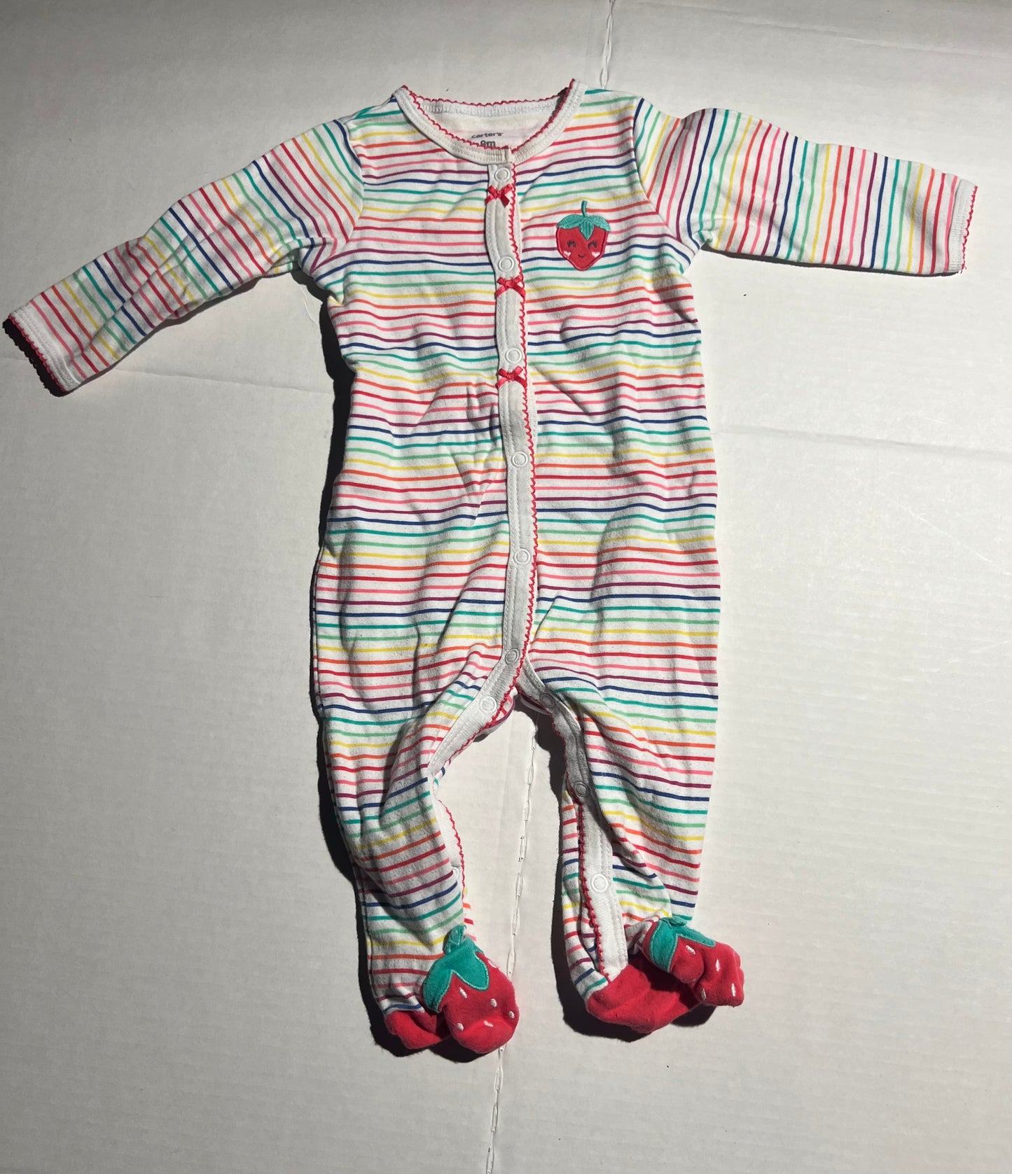 #100 Girls 9m Strawberry Footie Pjs