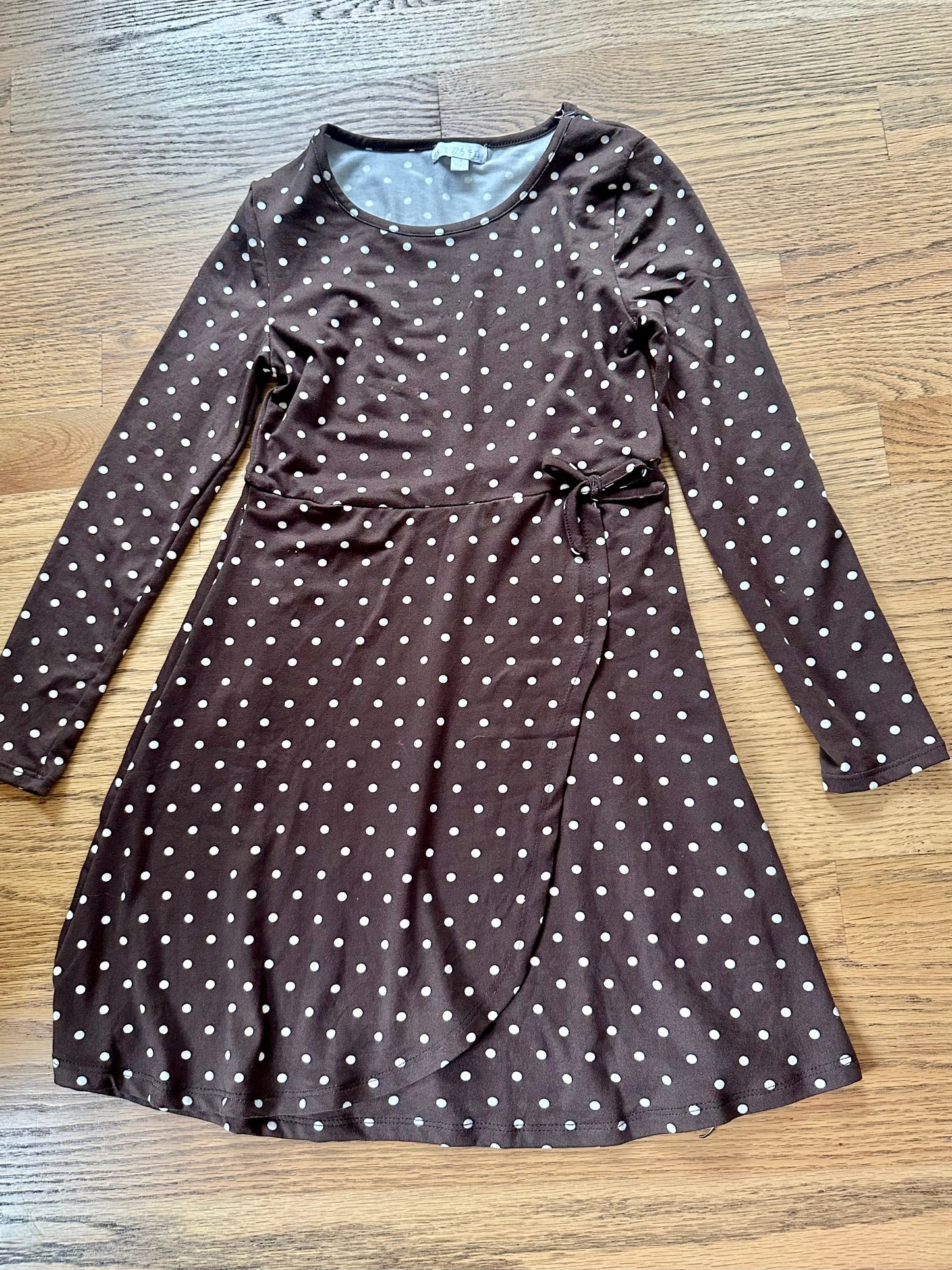 #108- Girls, Btween, Brown Polka Dot Dress- Size 6