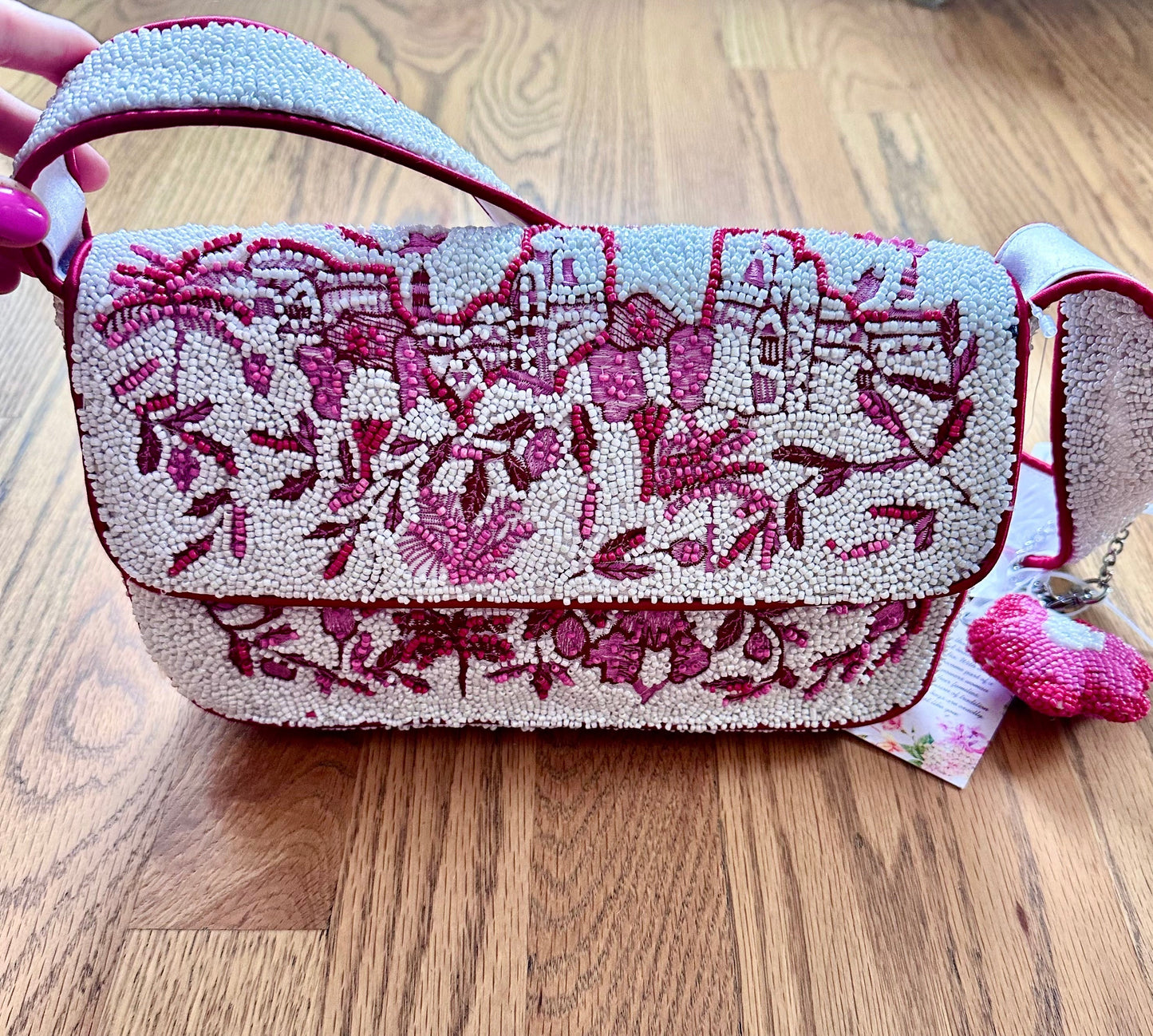 #108- Women’s, NEW! Beaded Handbag with Bag Charm
