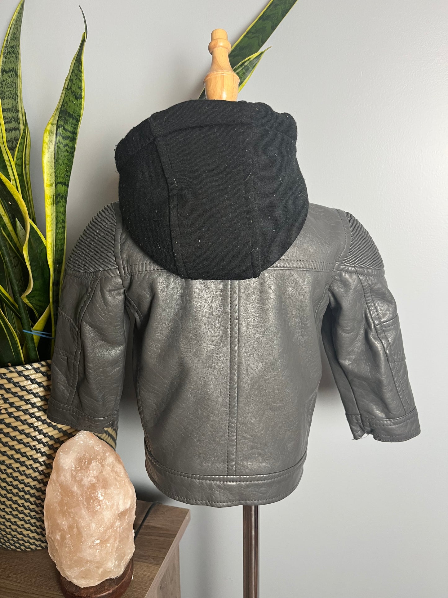 Seller#213 Boys 18m Faux Leather Jacket with Hood EUC!