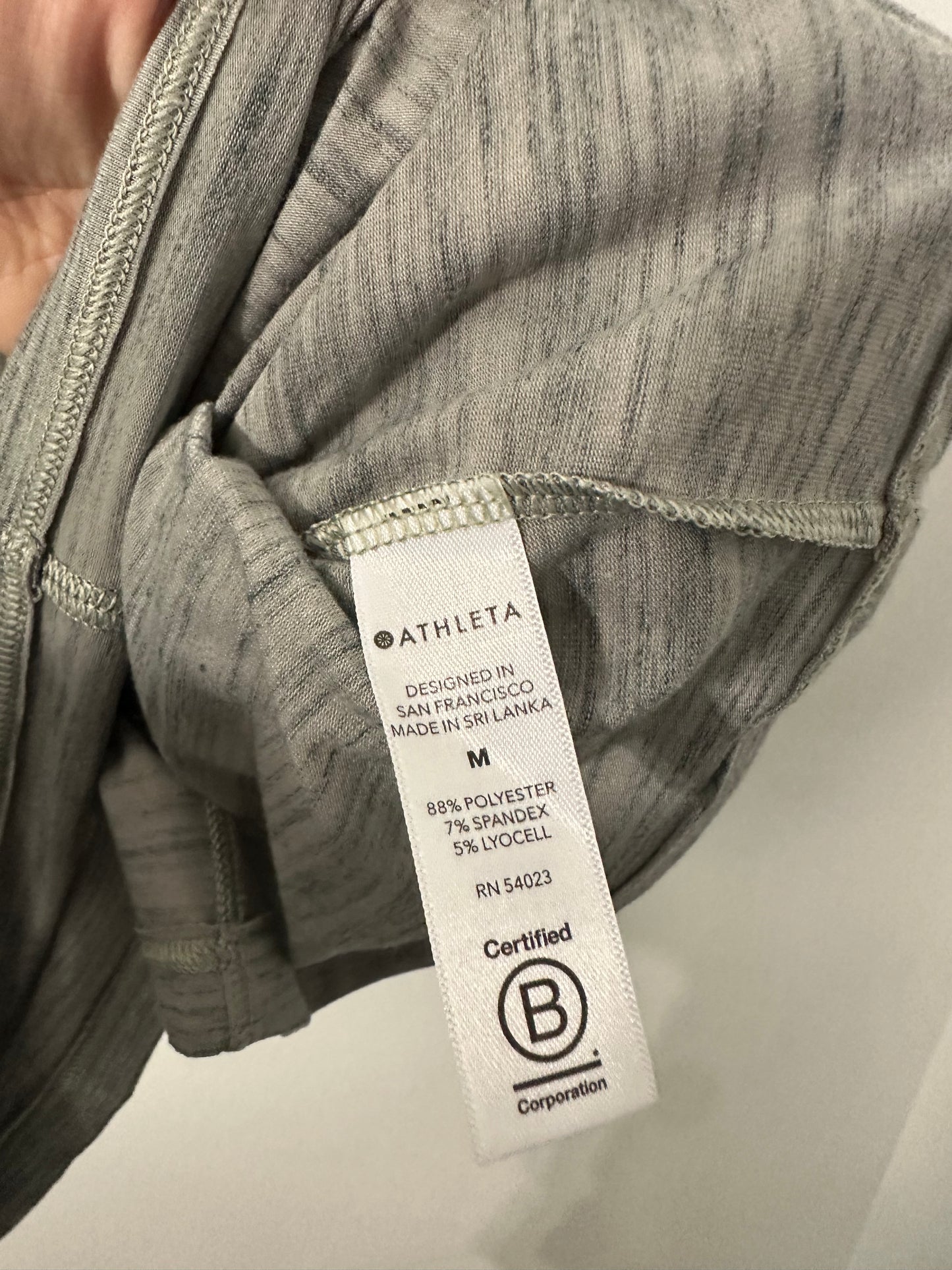 #111 Athleta Flow Essence Space Dye Heathered Green Dolman Wide Neck Top Medium