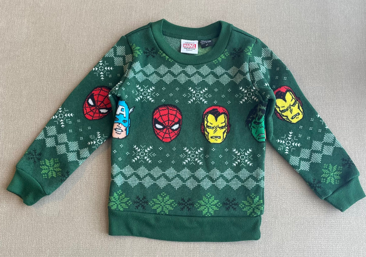 Seller #12 | Marvel Avengers Dark Green Christmas Sweater | EUC | Size 4T