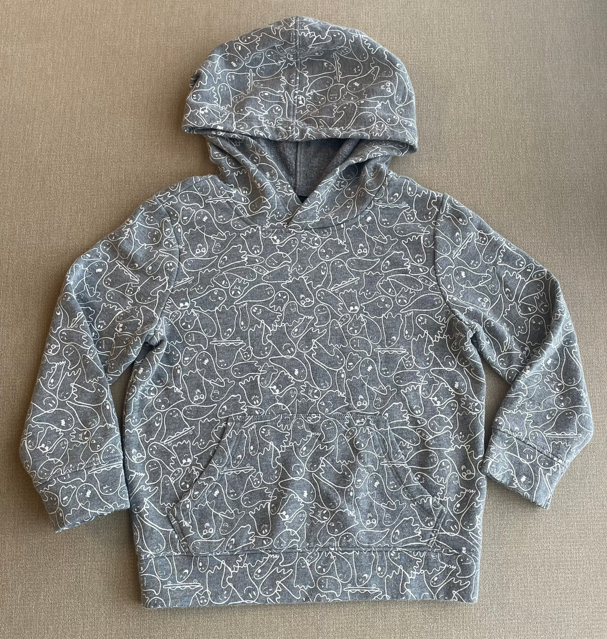 Seller #12 | Old Navy | Boys Gray and White Ghost Pattern Hoodie Sweatshirt | EUC | Size 4T