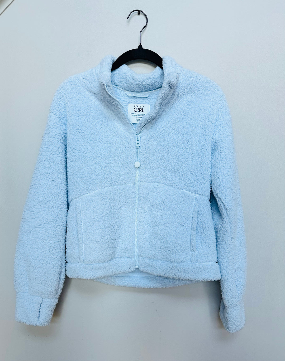 #130 NWOT Athleta Girls Sz 14-16 Light Blue Sherpa Fleece