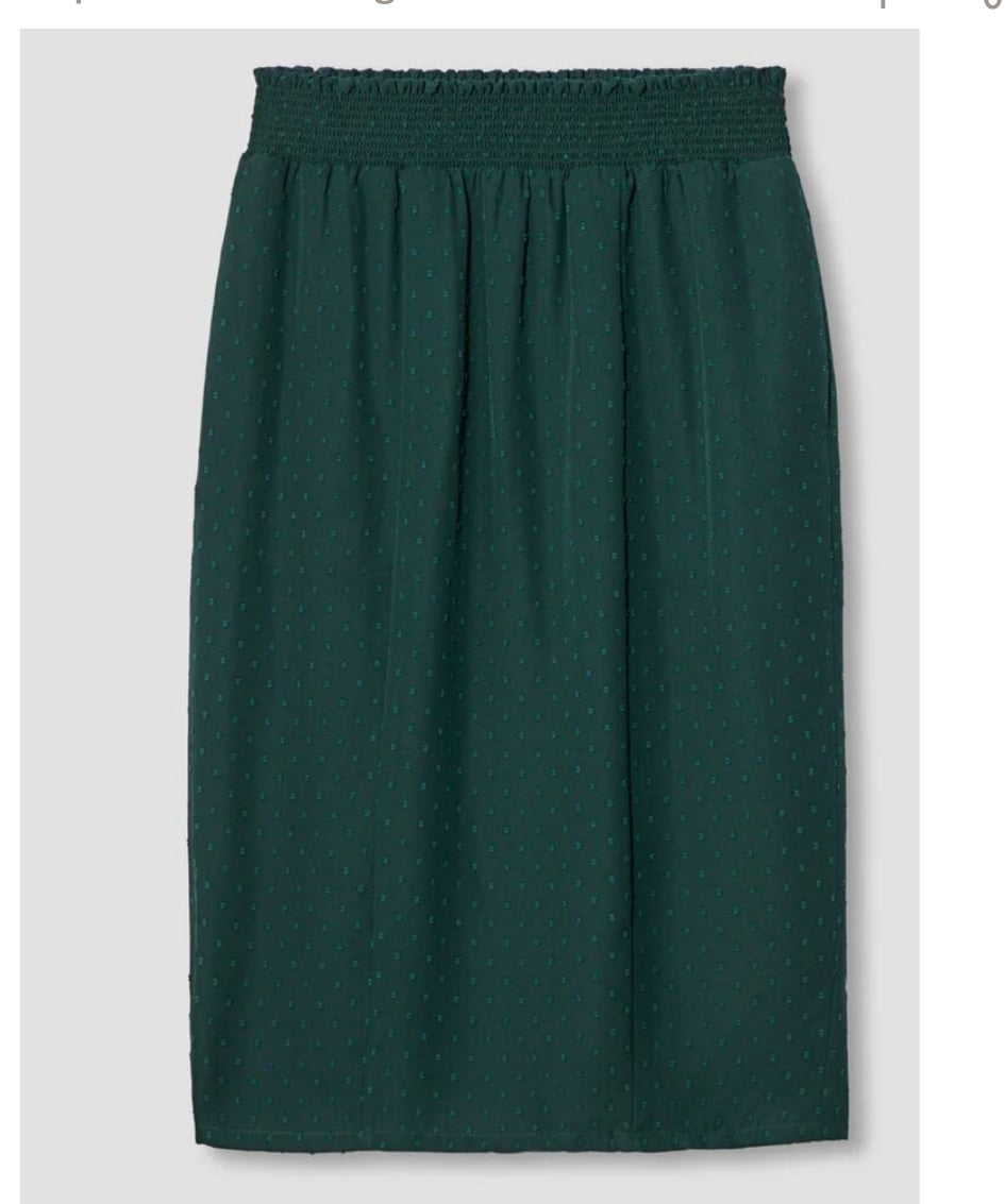 #116 Universal Standard Green Swiss Dot Slit Midi Skirt XL (24-28)