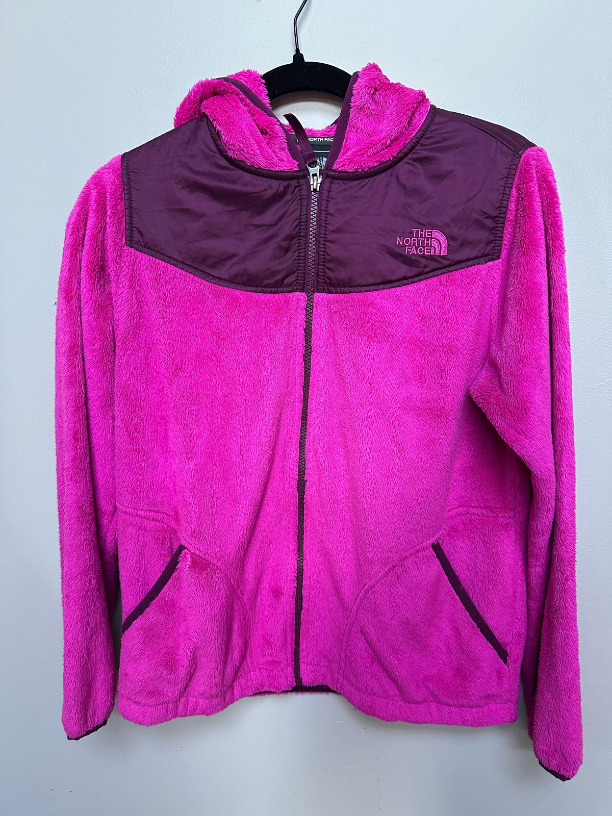 #130 North Face Girls Sz 18 Pink Hooded Fleece