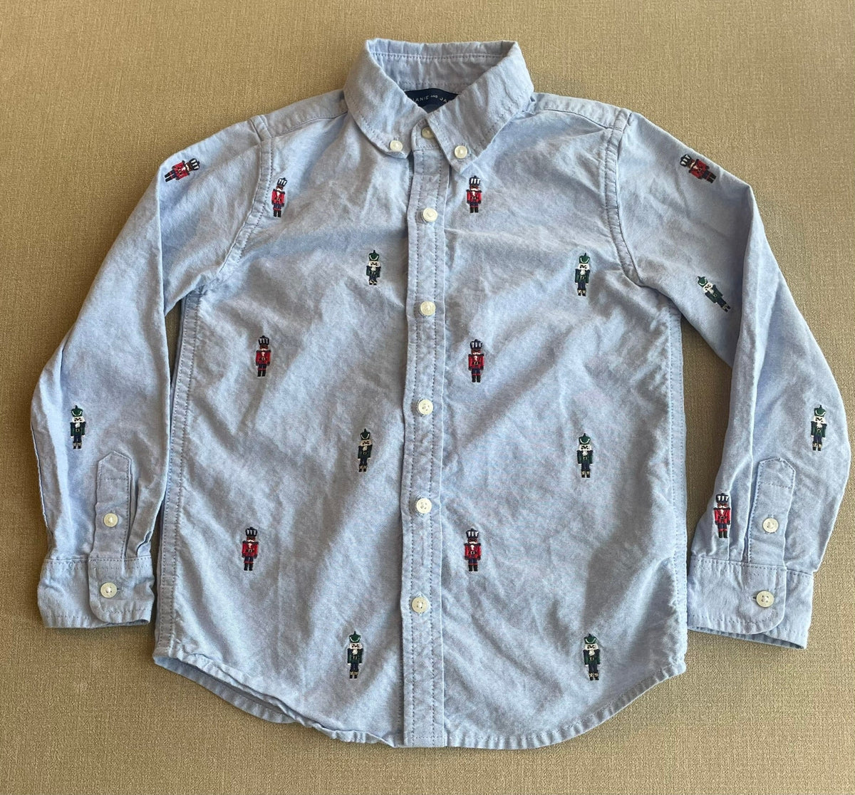 Seller #12 | Janie and Jack | Boys Chambray Blue Button Down with Nutcracker Embroidered Pattern | EUC | Size 5