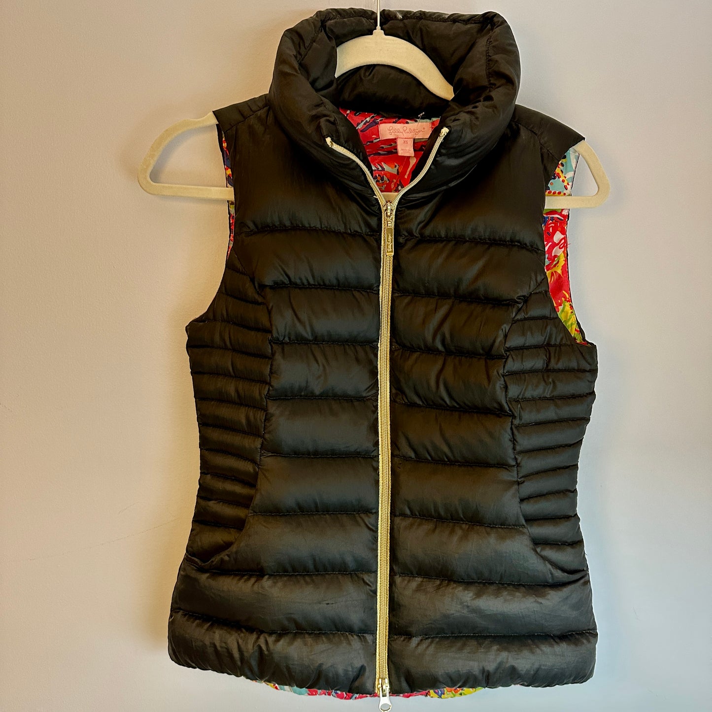 #162 Lilly Pulitzer Black Puffy Vest Womens XS