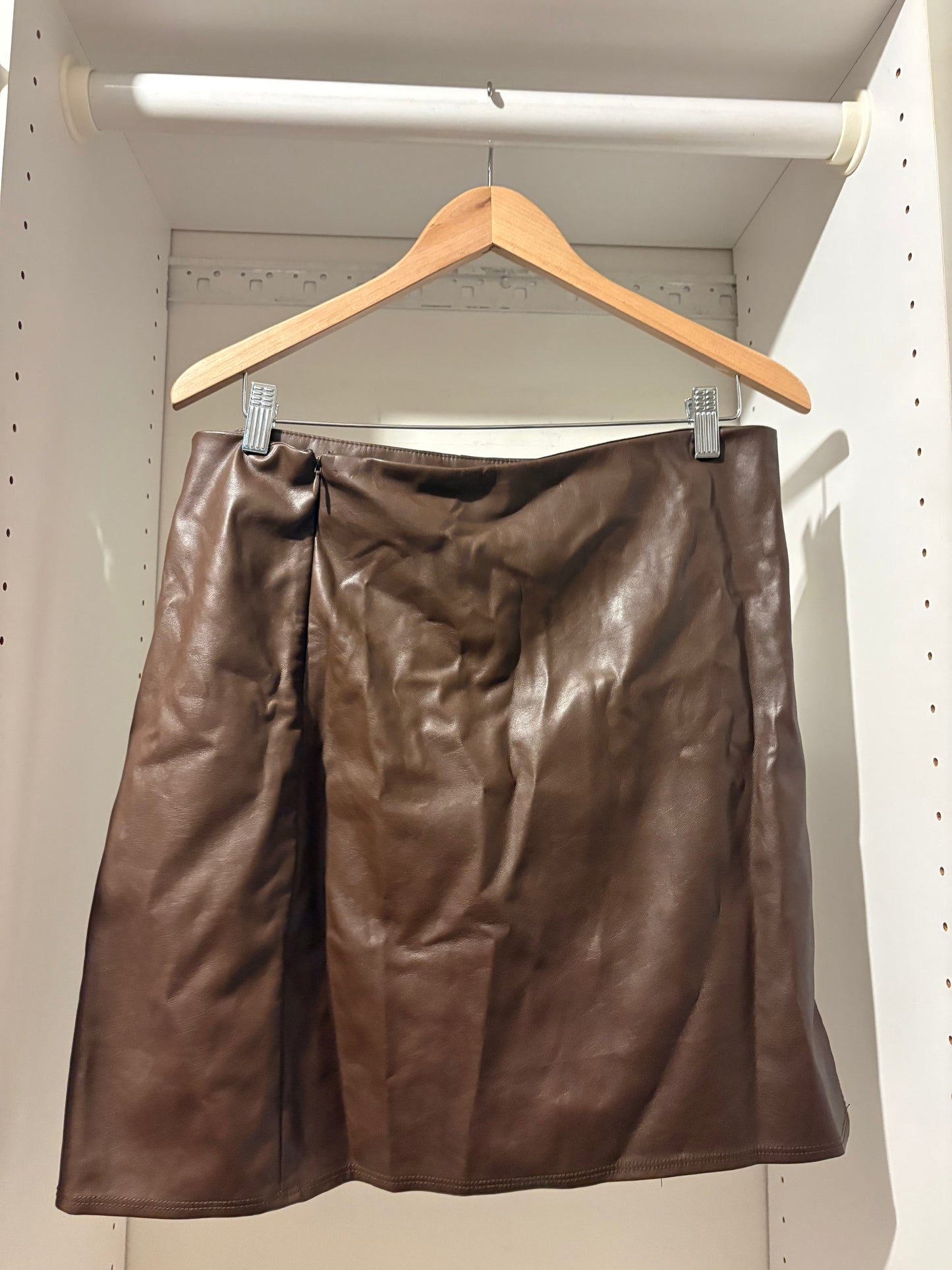 #112 Brown Pleather Women's Mini Skirt