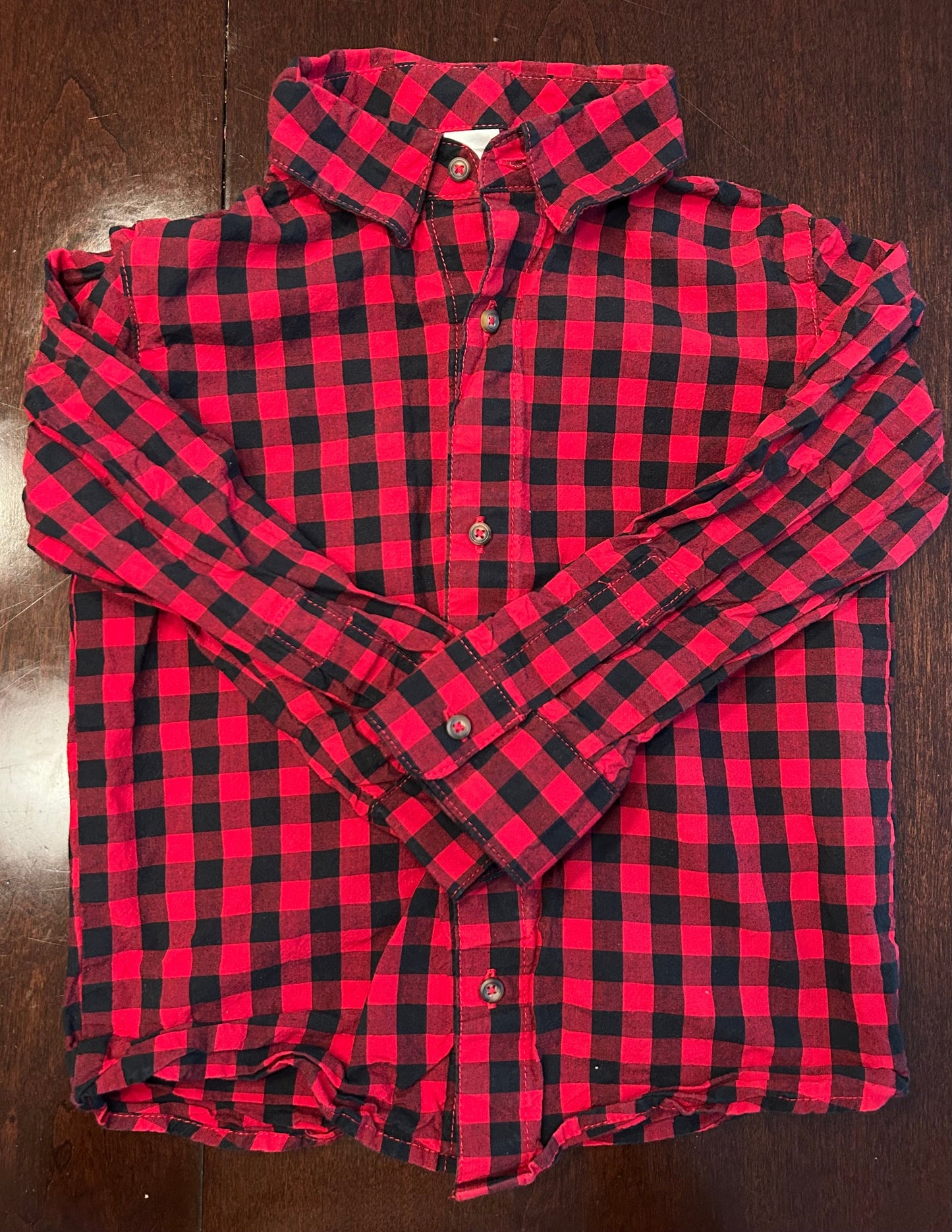 Seller #18 Reduced! black red plaid button up boys size 4