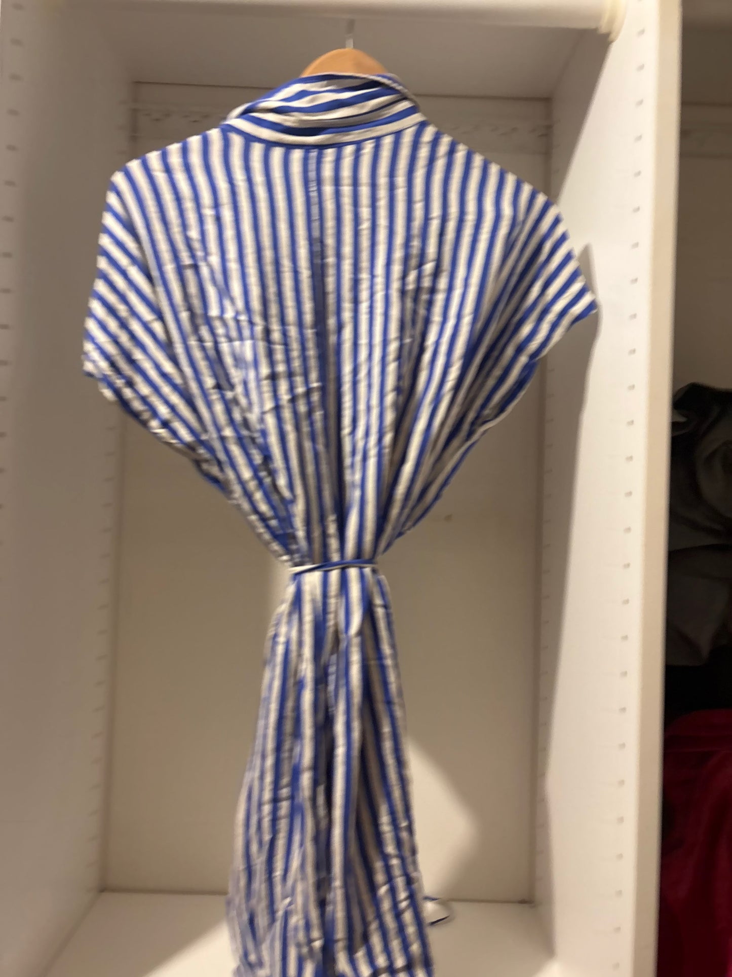 #112 H&M Maternity Blue and White Striped Dress Size Large