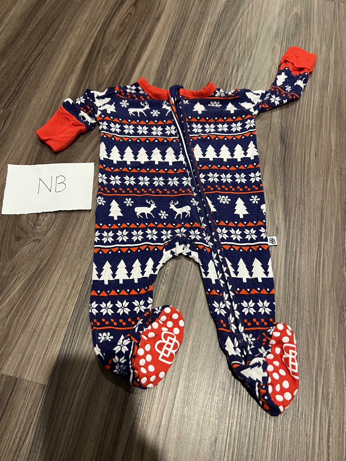 #138 - NB EUC Bamboo (Bums & Roses) Deer Santa Zippy