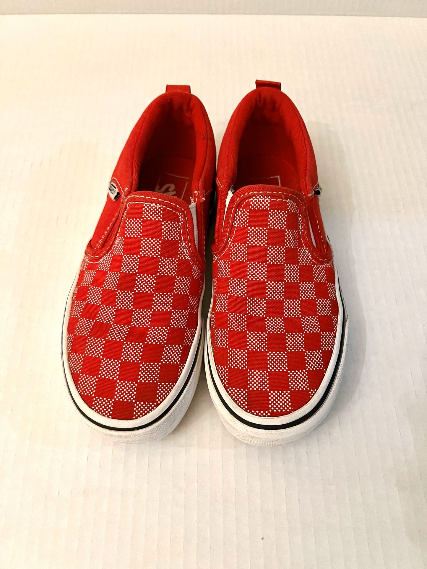 134 Vans Red checkered slides Boys size 13