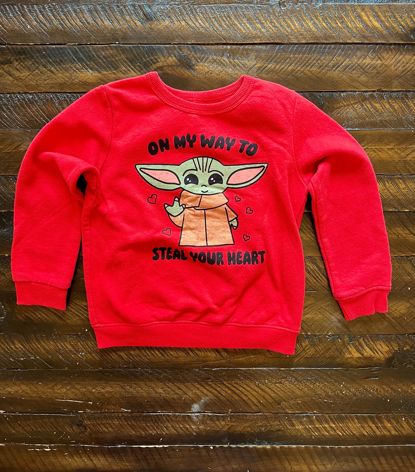 134 Star Wars Girls Baby Yoda heart sweatshirt 5T