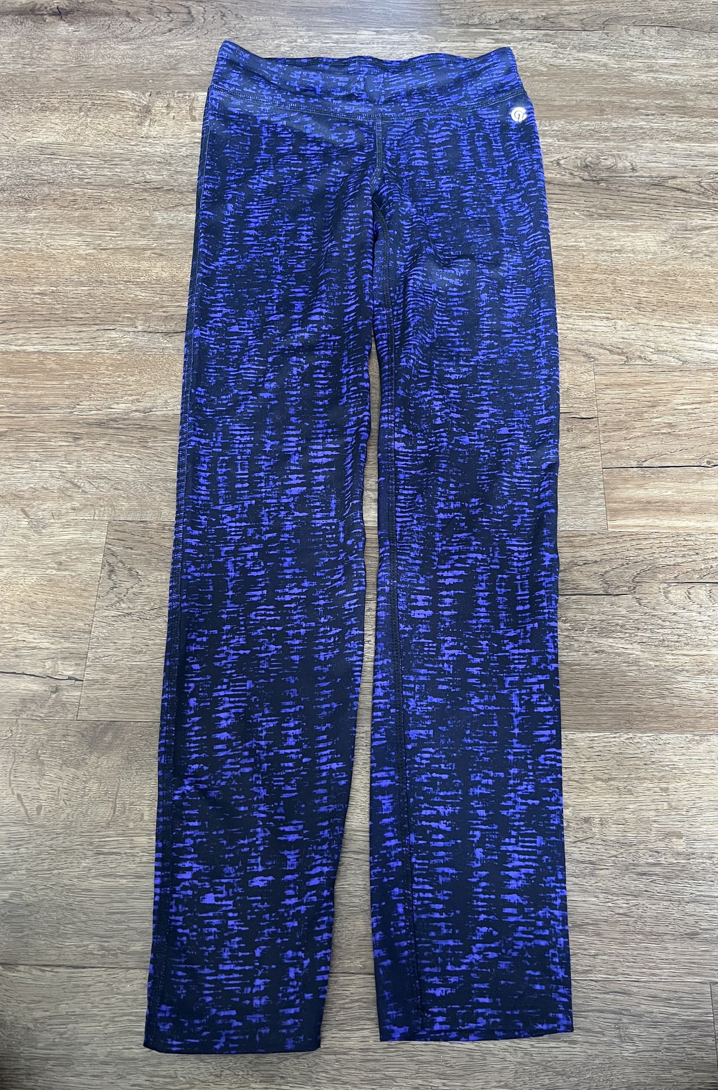 #124 VGUC Champion Purple/Black Athletic Leggings Girls Size M 10/12