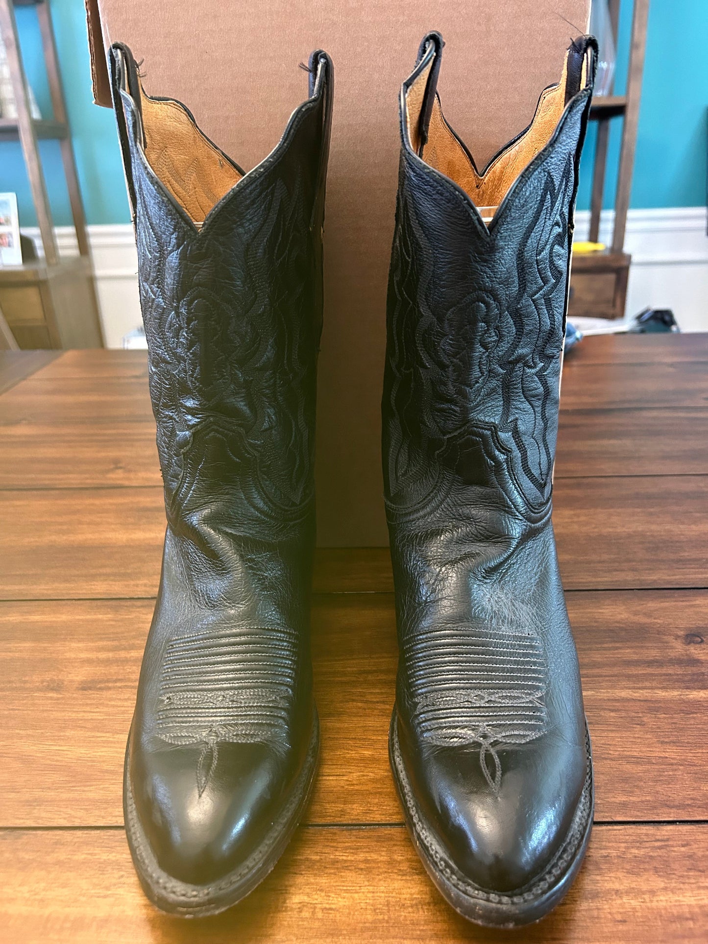 #201 Lucchese 2000 Women's Size 9 Black Genuine Leather Cowboy Boots