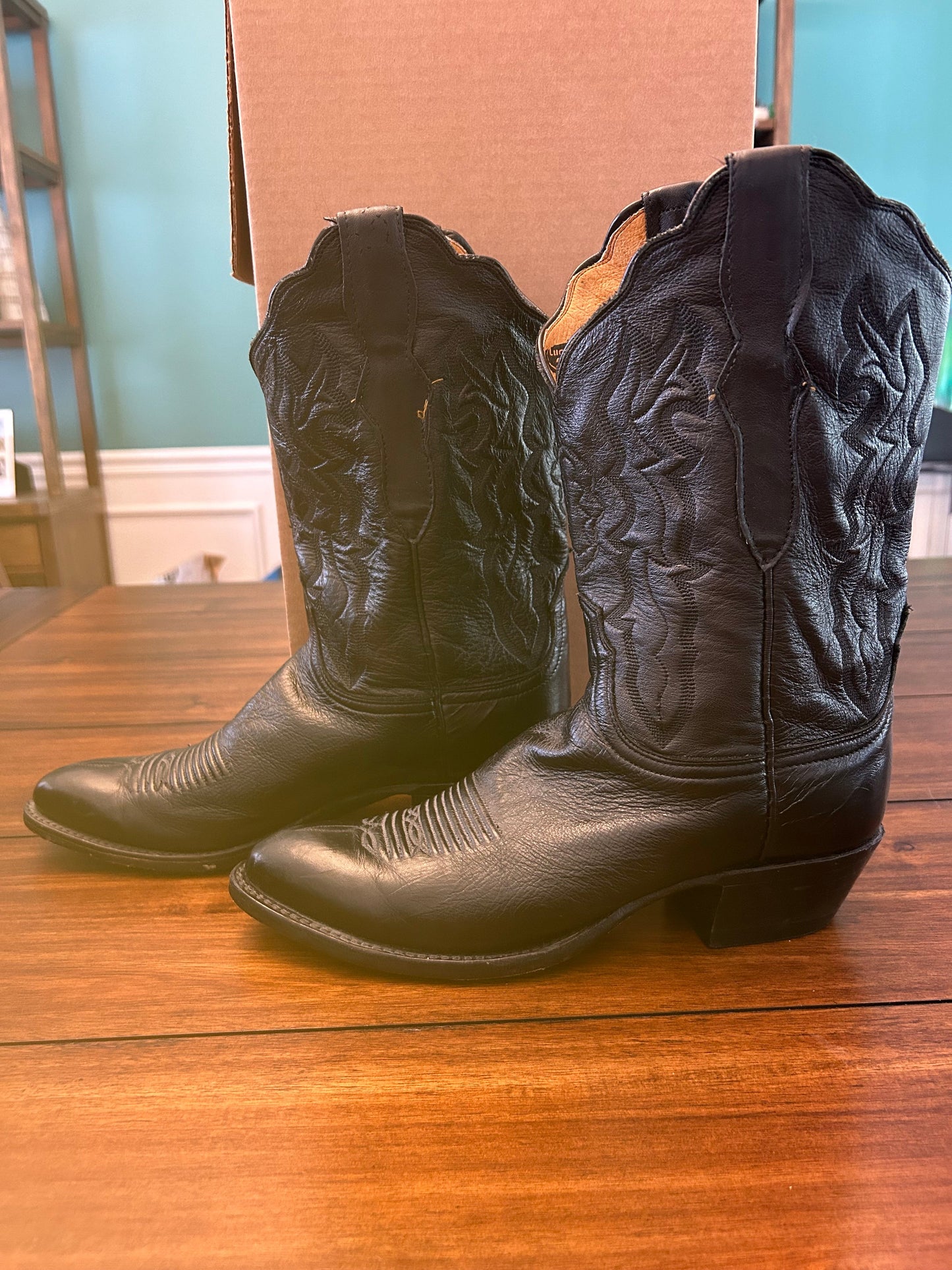 #201 Lucchese 2000 Women's Size 9 Black Genuine Leather Cowboy Boots