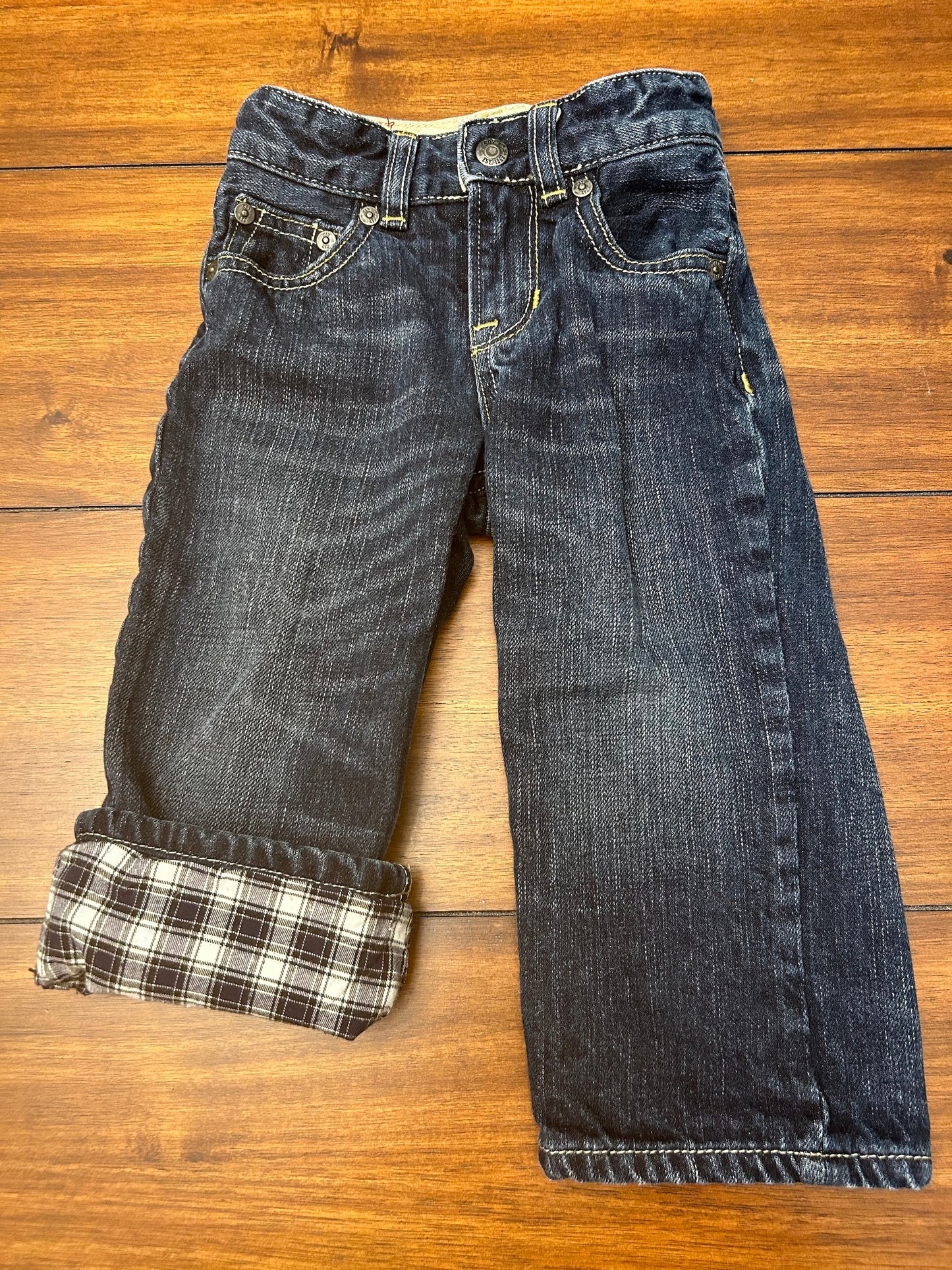 #201 Baby Gap Boys Size 12-18M Dark Wash Lined Loose Fit Jeans