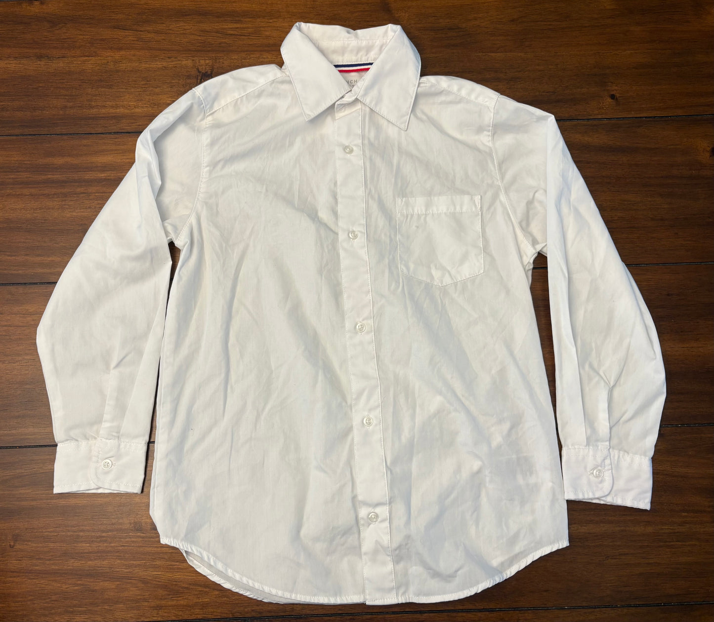 #201 French Toast Boys Size 10 Husky White Long Sleeve Button Down Dress Shirt