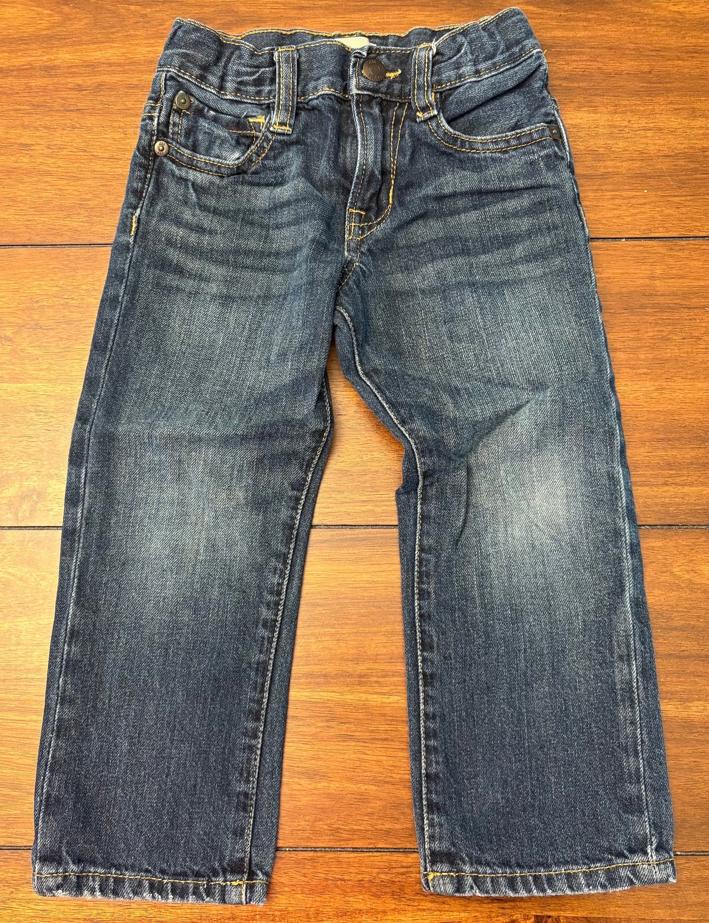 #201 Baby Gap Boys Size 3T Dark Wash Straight Fit Jeans