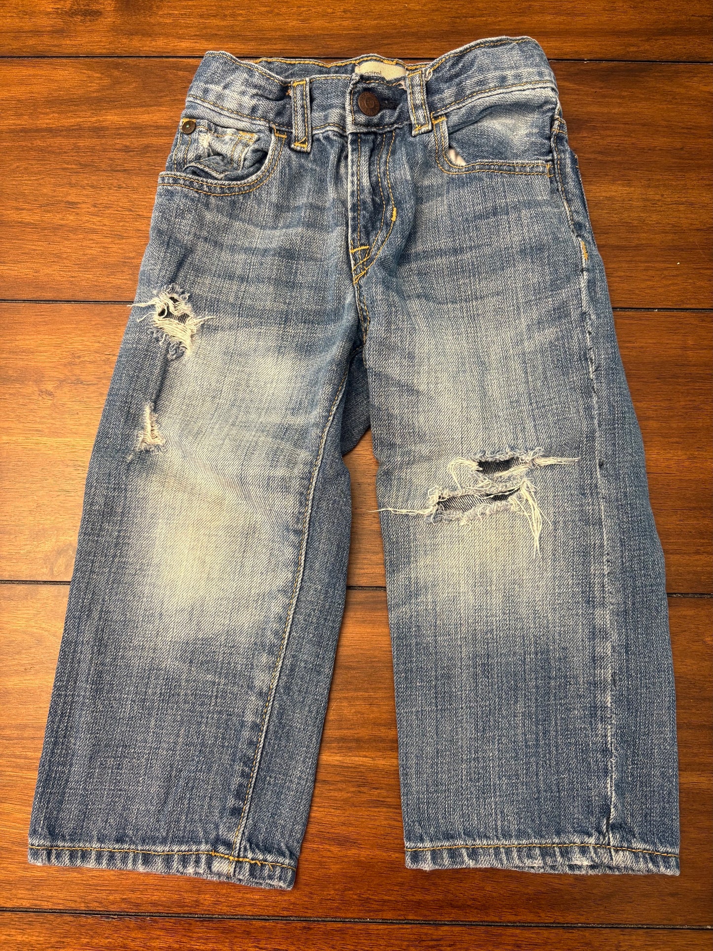 #201 Baby Gap Boys Size 2T Medium Wash Distressed & Torn Jeans