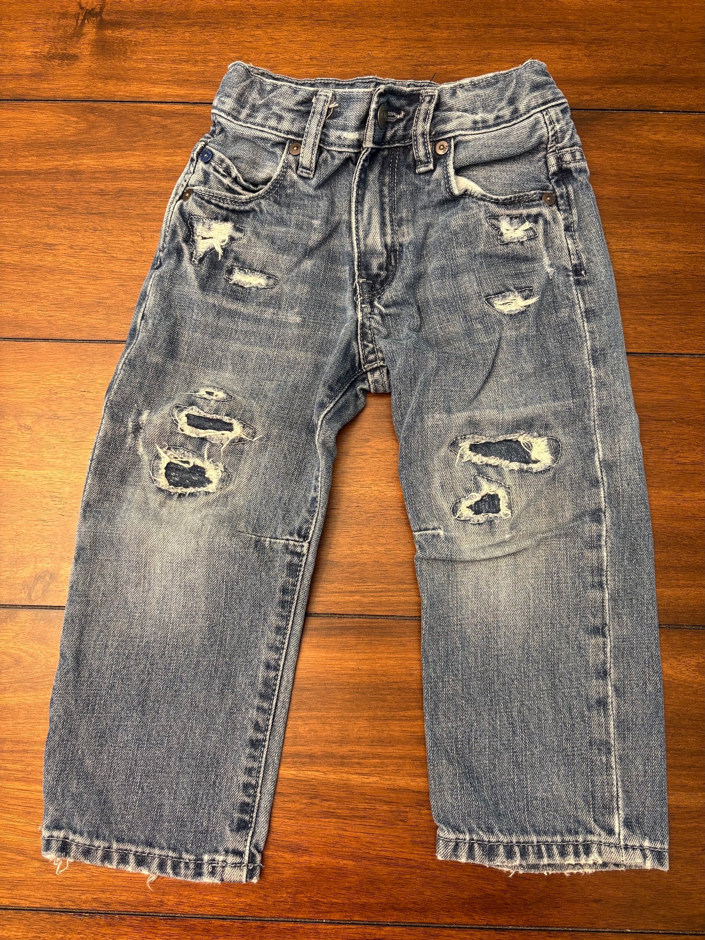 #201 Baby Gap Boys Size 2 Medium Wash Distressed & Torn Jeans