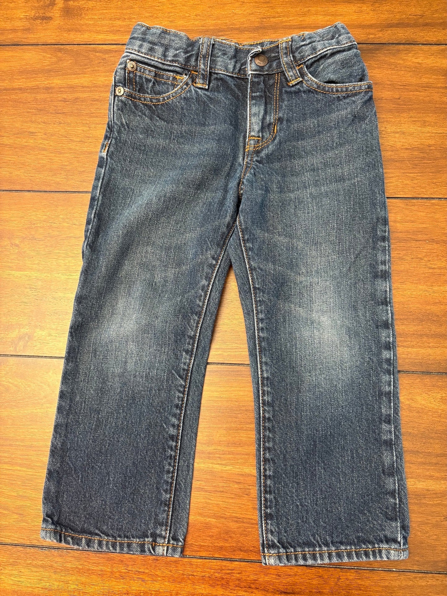 #201 Baby Gap Boys Size 3T Dark Wash Straight Fit Jeans