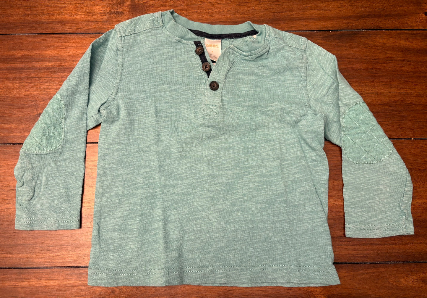 #201 Gymboree Boys Size 4T Aqua Long Sleeve Henley