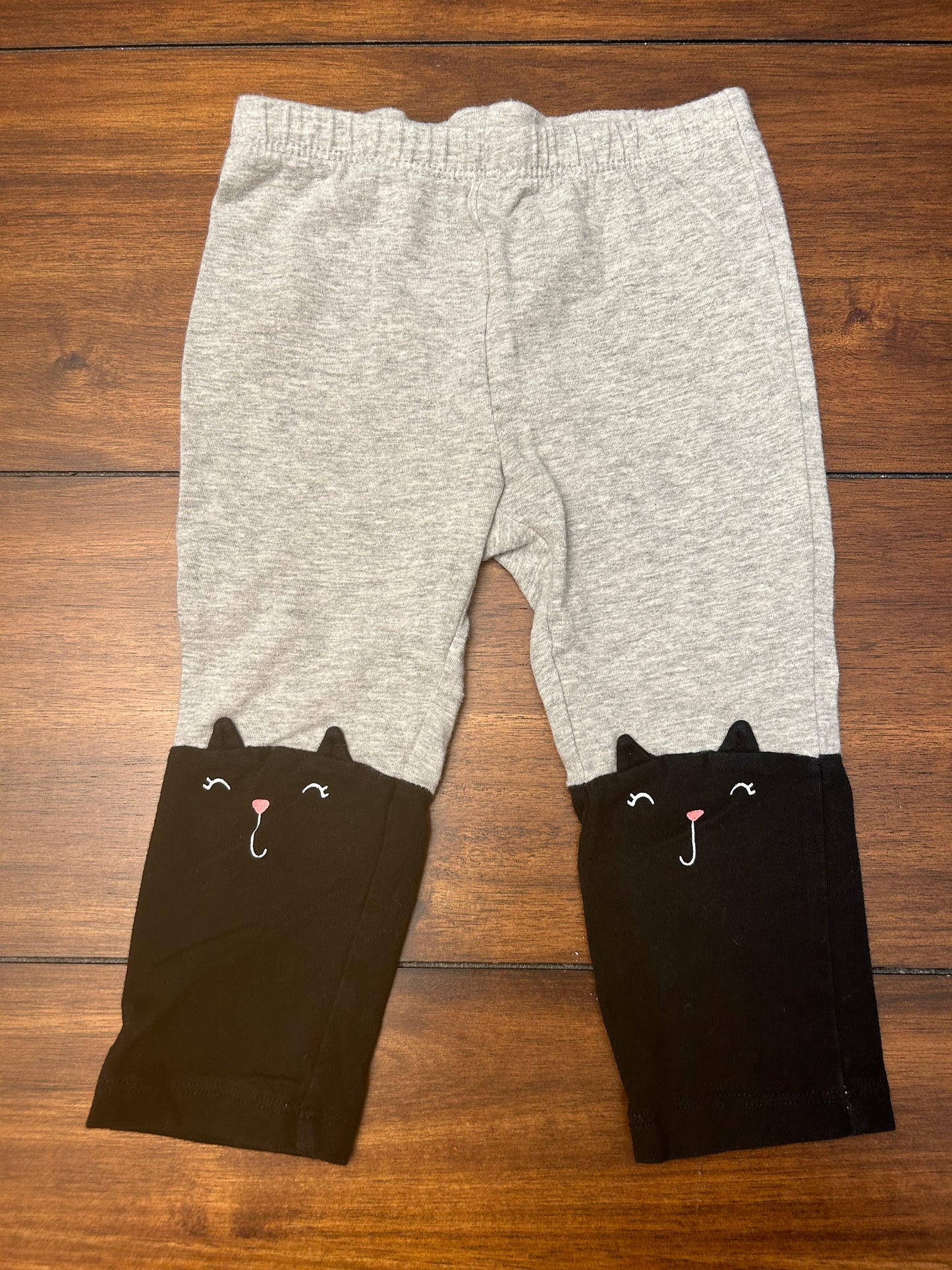 #201 Baby Gap Girls Size 12-18M Gray & Black Cat Sweater, Top & Pants Set