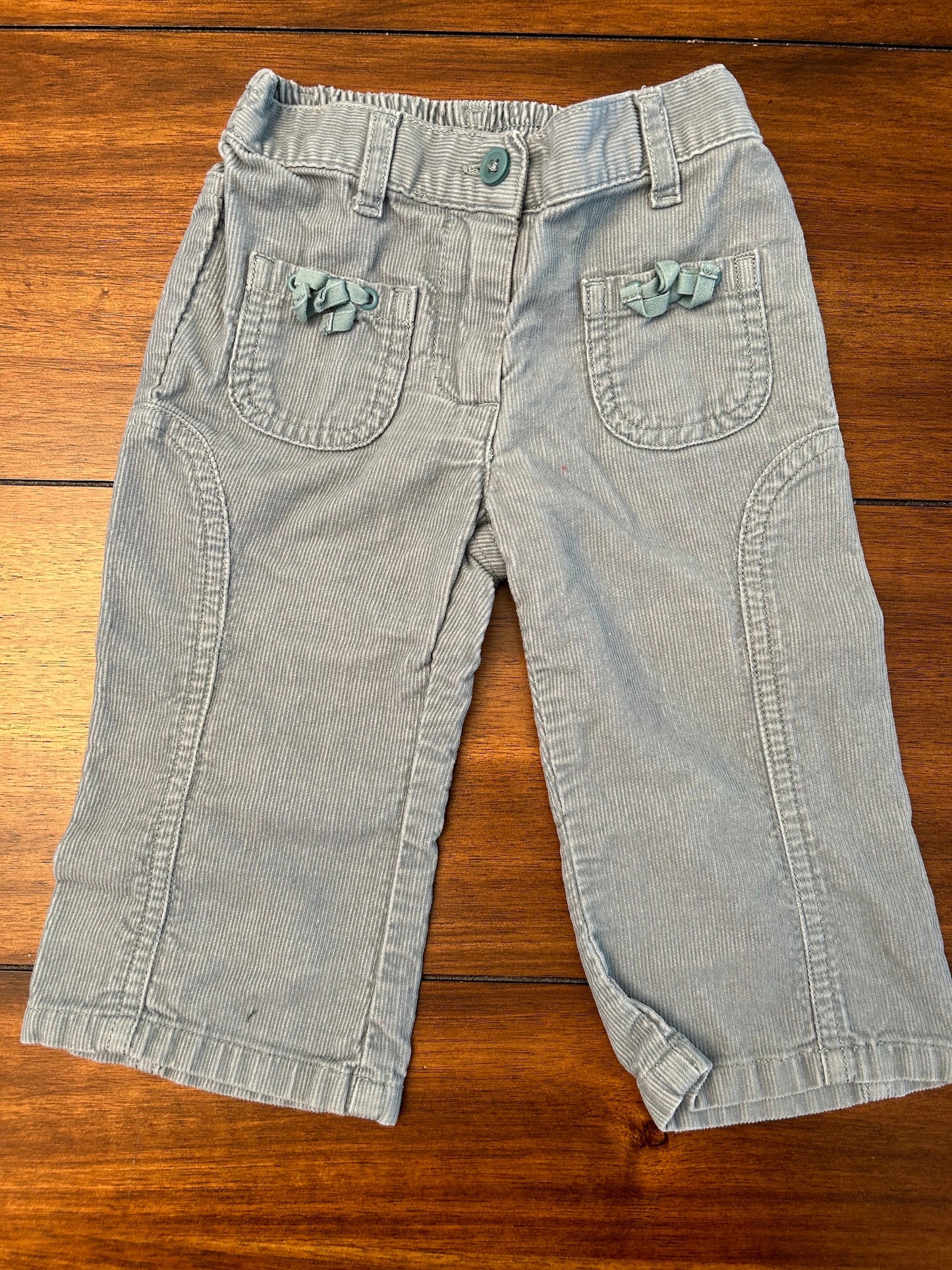 #201 Janie & Jack Girls Size 6-12M Slate Blue Corduroy Pants