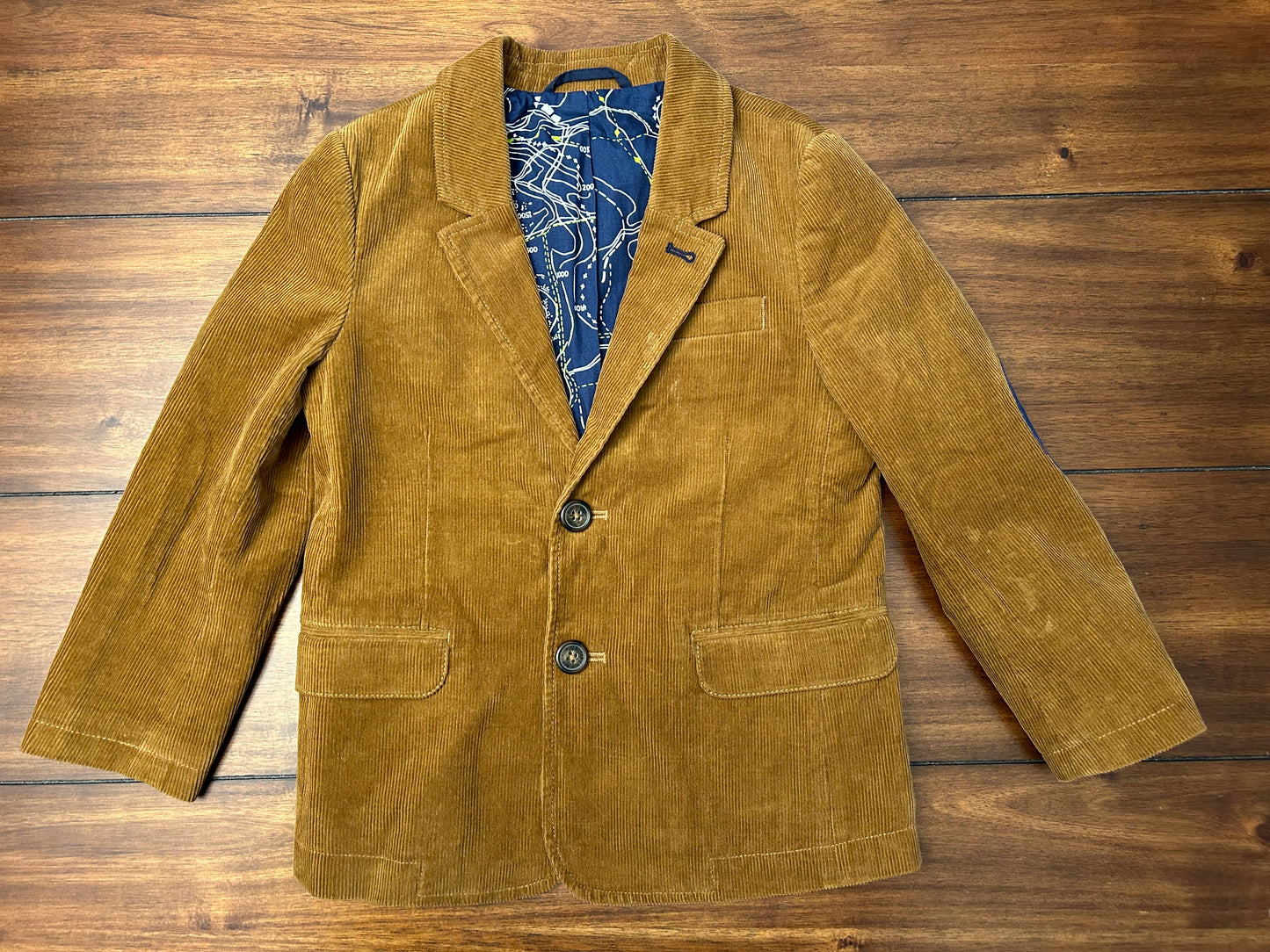 #201 Mini Boden Boys Size 6-7 Camel Corduroy Lined Blazer