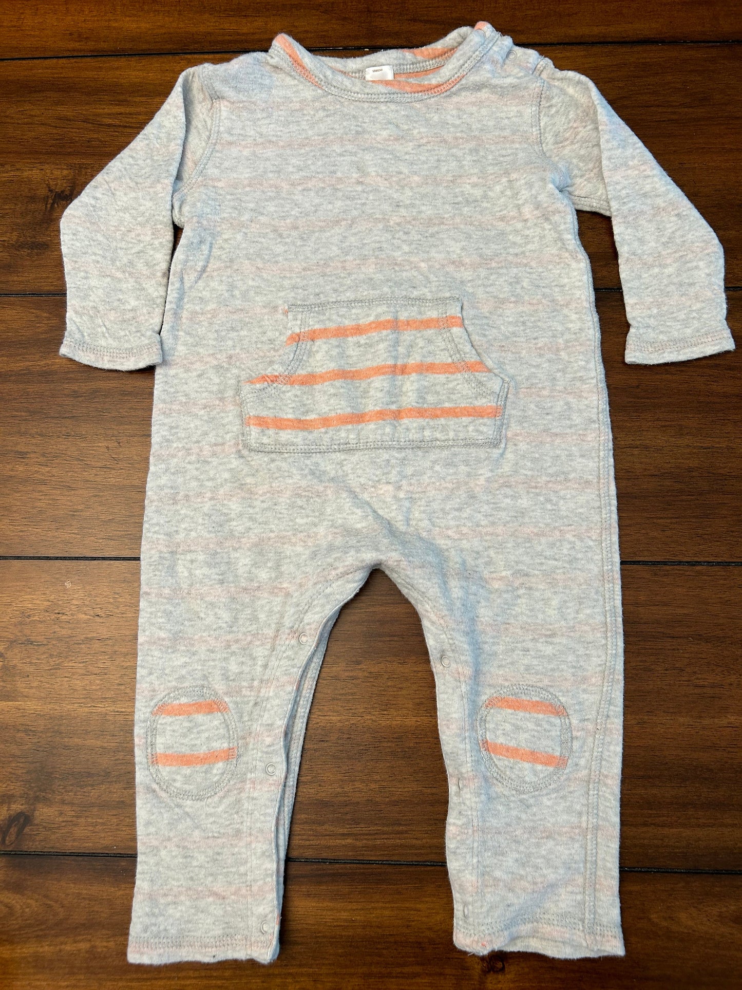 #201 Stem Girls Size 12M Gray and Peach Knit One Piece