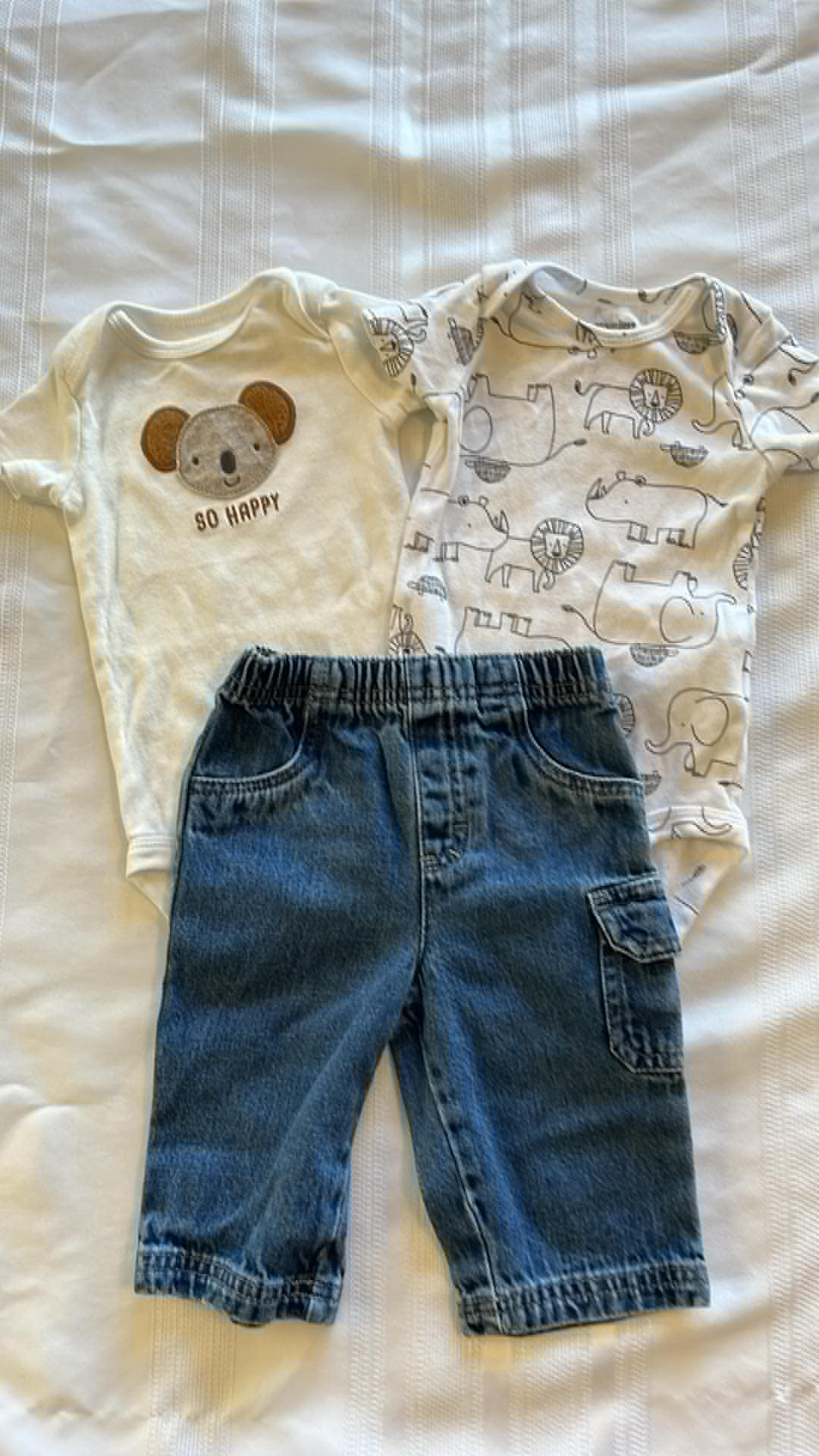#29 Boys 3-6 mo Jeans and onesies EUC