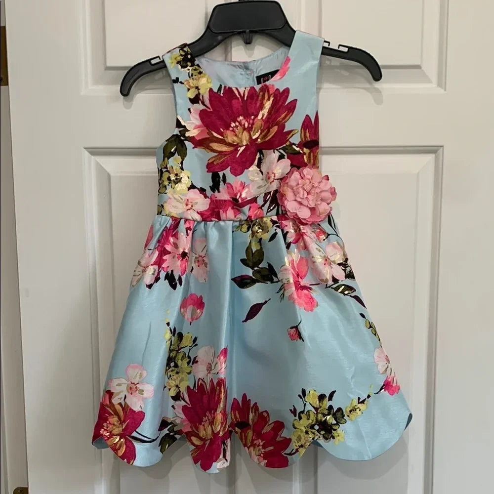 #151 - NWT Lilt Girls Floral Dress in Blue and Pink - Girls 5T