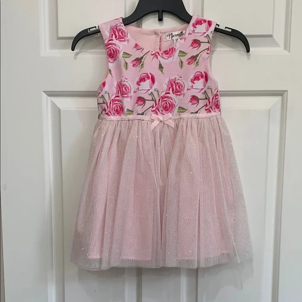 #151 - NWT Nannette Girls 2 piece Pink Floral Dress and Jacket - Girls 3T
