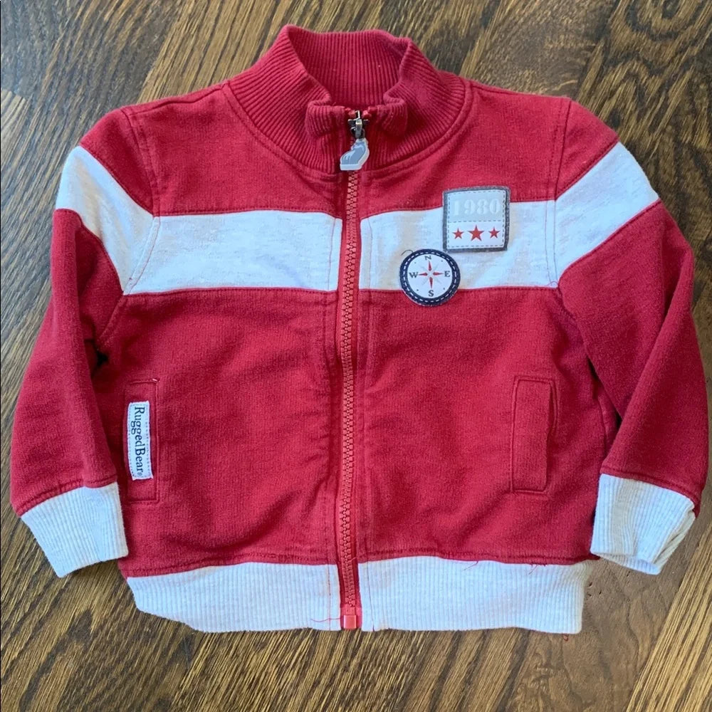 #151 - Red and White Zip-Up Jacket - 18mo