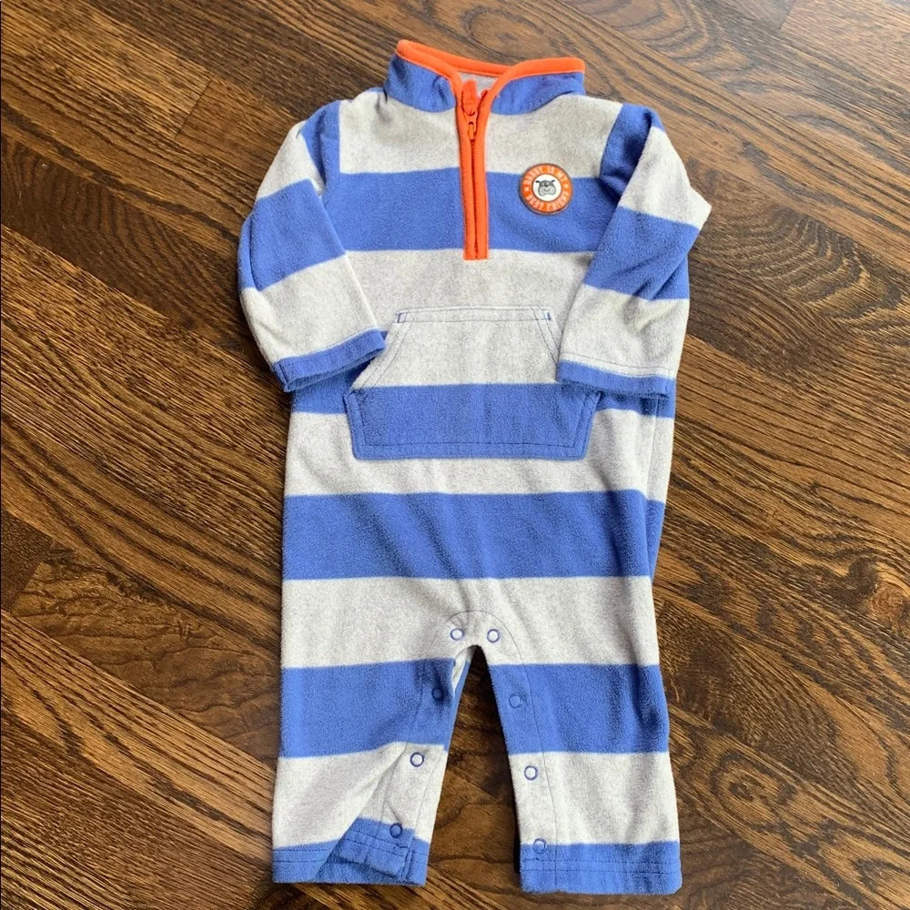 #151 - Carter's Blue and Gray Striped One Piece -Boys 9mo