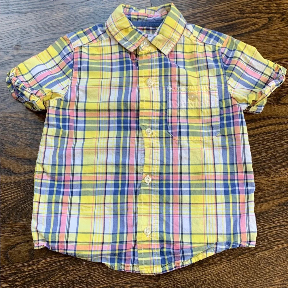 #151 - Carter's Colorful Plaid Short Sleeve Shirt -3T