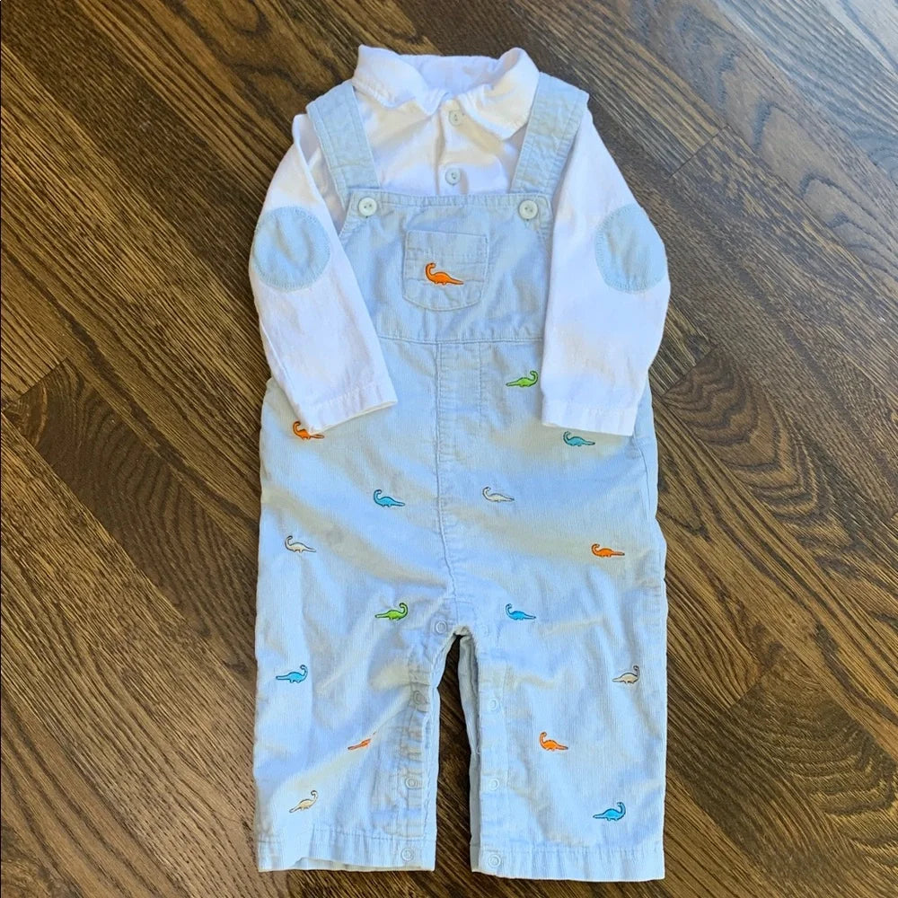 #151 - Baby Overalls with Dinosaur Embroidery - 12mo