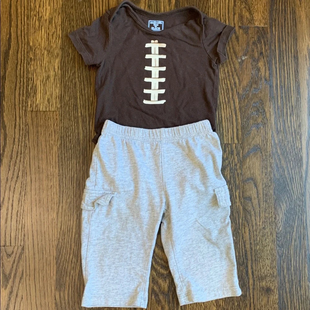 #151 - The Children's Place Football Onesie with Gray Pants - Boys 6-9mo