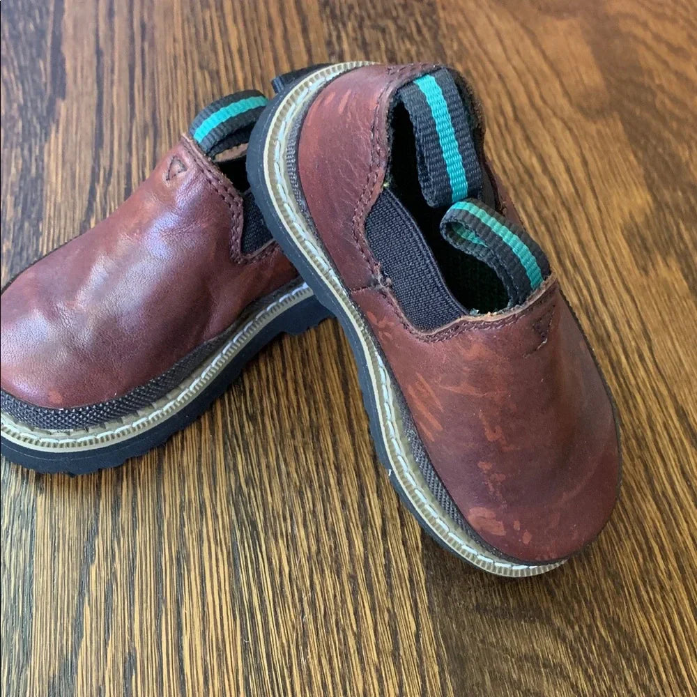 #48 - Brown Leather Slip-On Shoes for Boys - Toddler 5.5
