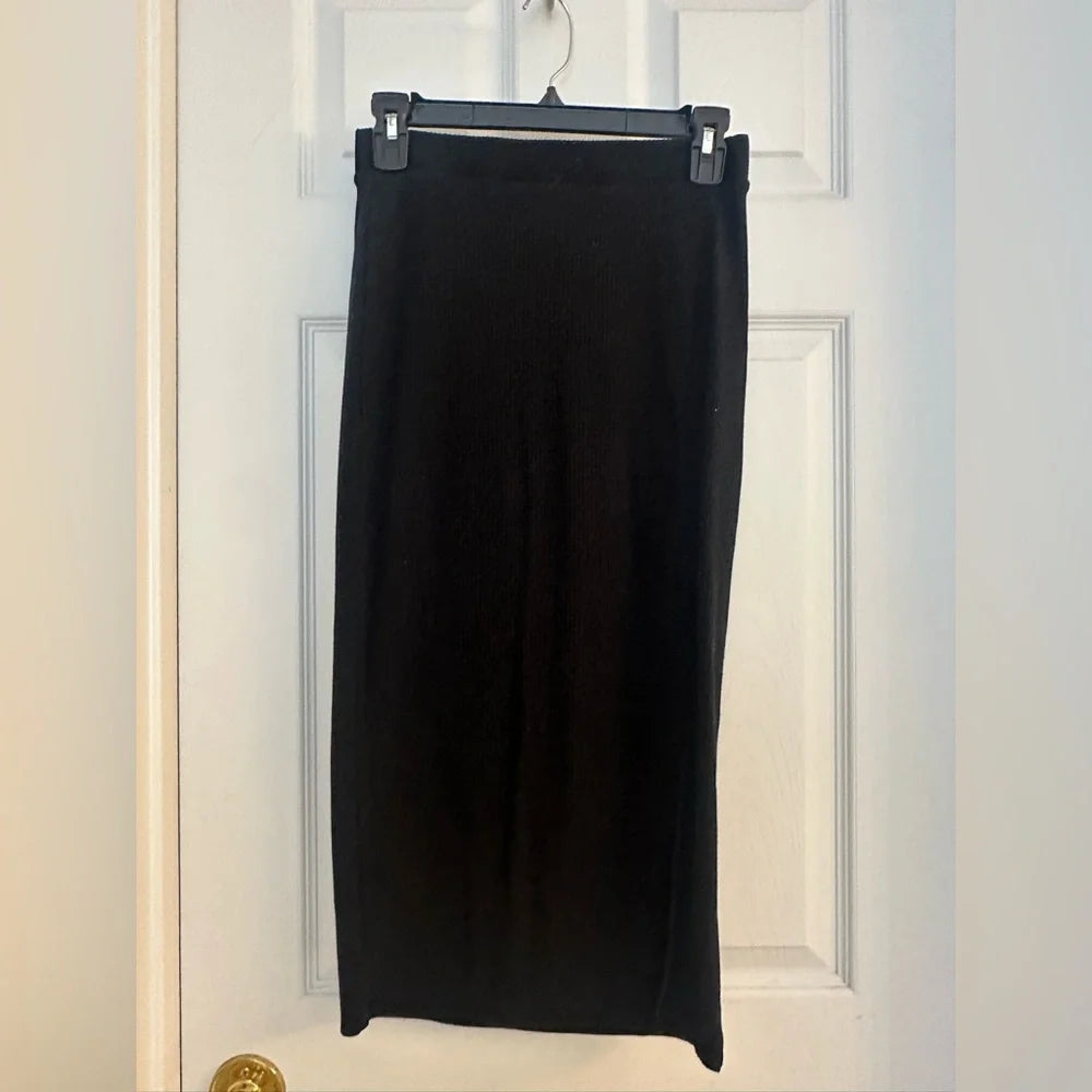 Women's The Drop Black Ribbed Knit Midi Skirt – Size XS