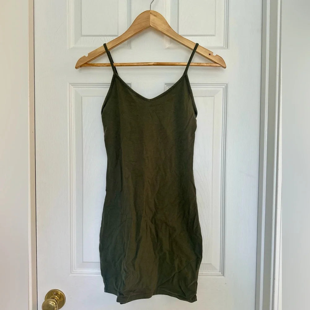 Women's Wild Fable Olive Green Bodycon Slip Dress (Size S)