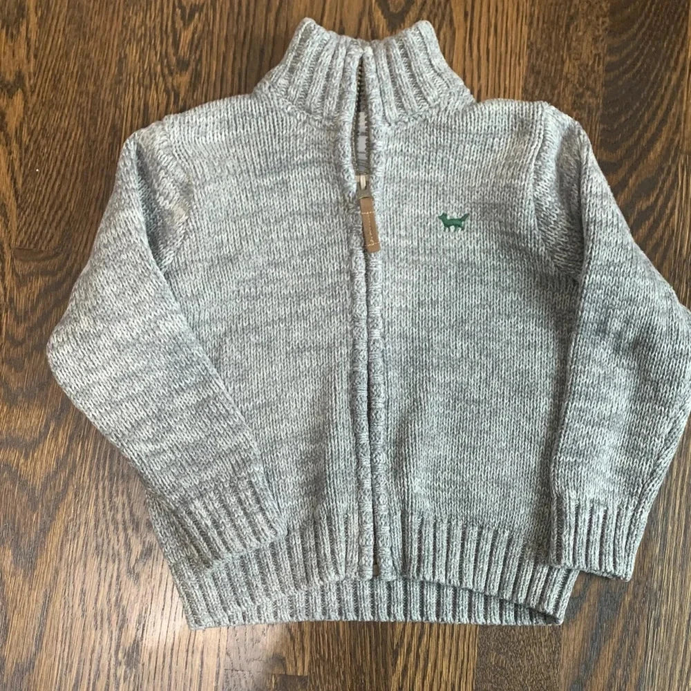 #151 - Carter's Gray Kids Knit Sweater Jacket 2T