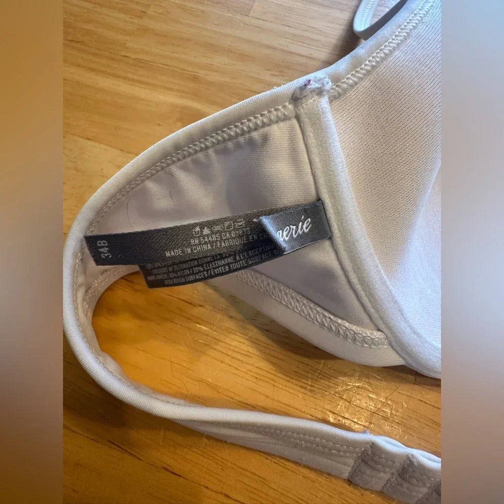 Women's Aerie White Embroidered Halter Bikini Top (34B) - Size Medium