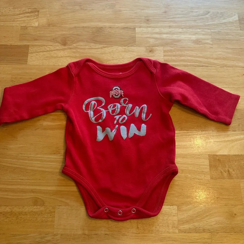Girls Ohio State “Born to Win” Baby Bodysuit – 3–6 Months